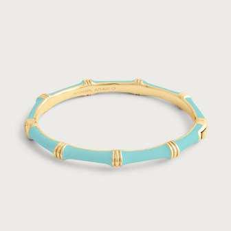 6cm W Bamboo Enameled Bangle Turquoise