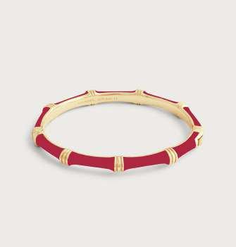 6cm W Bamboo Enameled Bangle Rouge