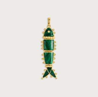 Milos Stone Fish Charm - Malachite