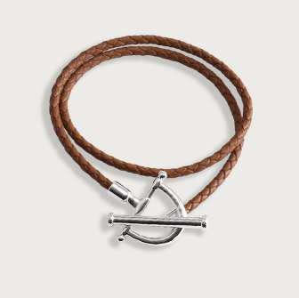 Cheval Leather Wrap Bracelet - Saddle & Silver