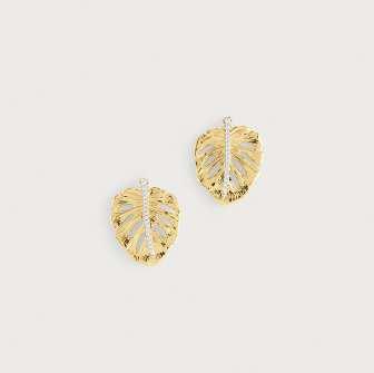 Monstera Palm Stud Earrings Gold