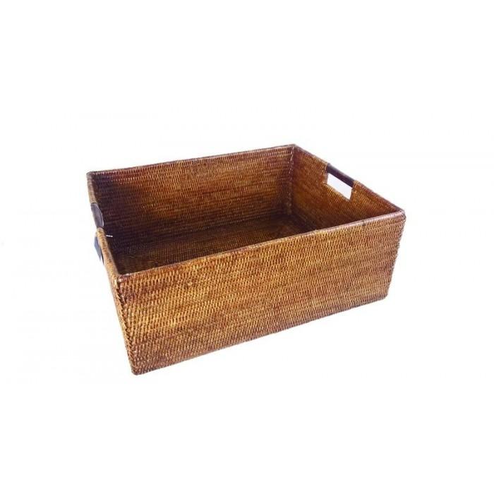 Panier rangement poignée bois