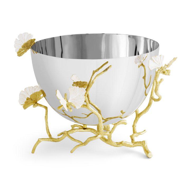 Butterfly Ginkgo Gold Serving Bowl