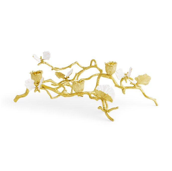 Butterfly Ginkgo Gold Low Candleholders