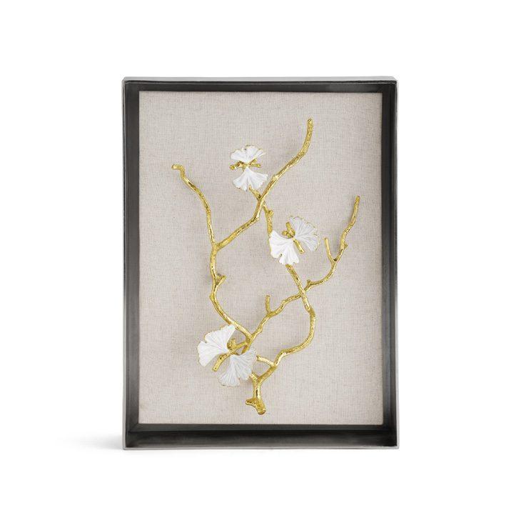 Butterfly Ginkgo Gold Fabric Shadow Box