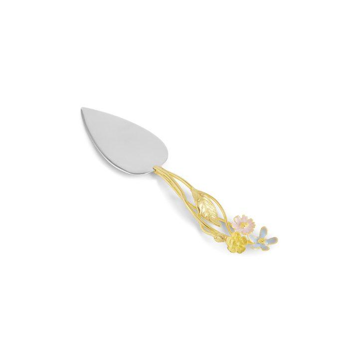 Glass Wildflowers Cake Server