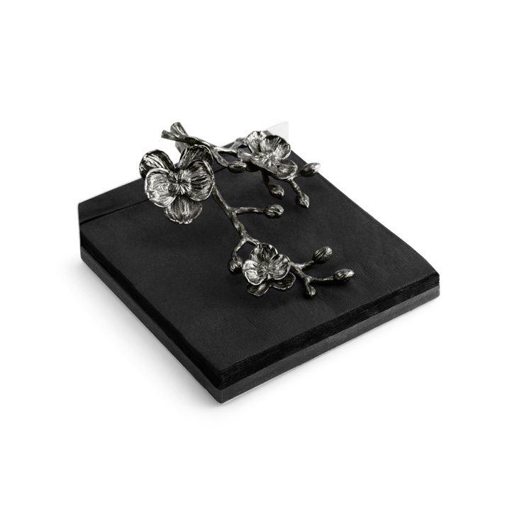 Crystal Black Orchid Dinner Napkin Holder
