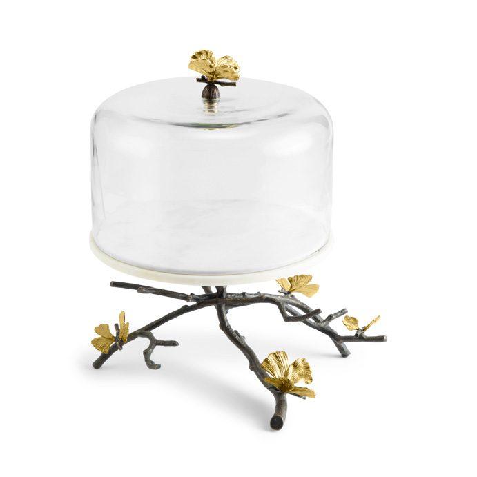 Butterfly Ginkgo Cake Stand w/ Dome