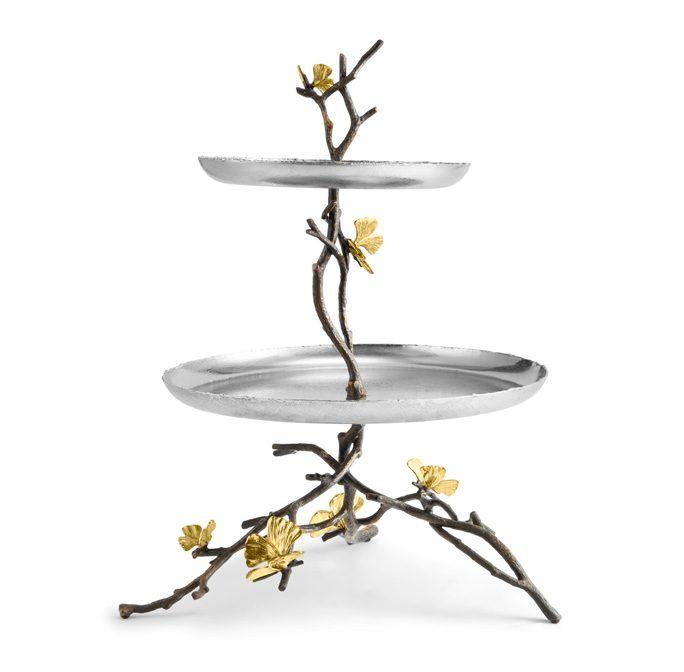 Butterfly Ginkgo 2 Tier Etagere