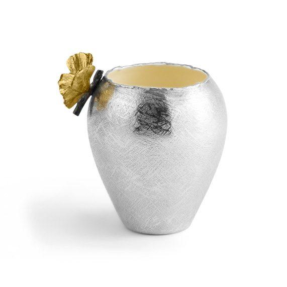 Enamel Butterfly Ginkgo Bud Vase