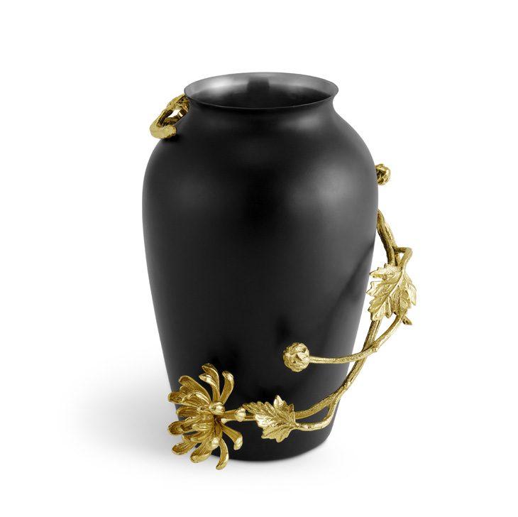 Black Powder - coat Dahlia Medium Vase