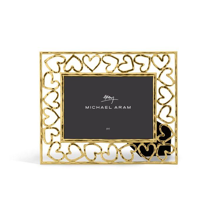 Glass Heart Hinged Frame 5 x 7 - Gold