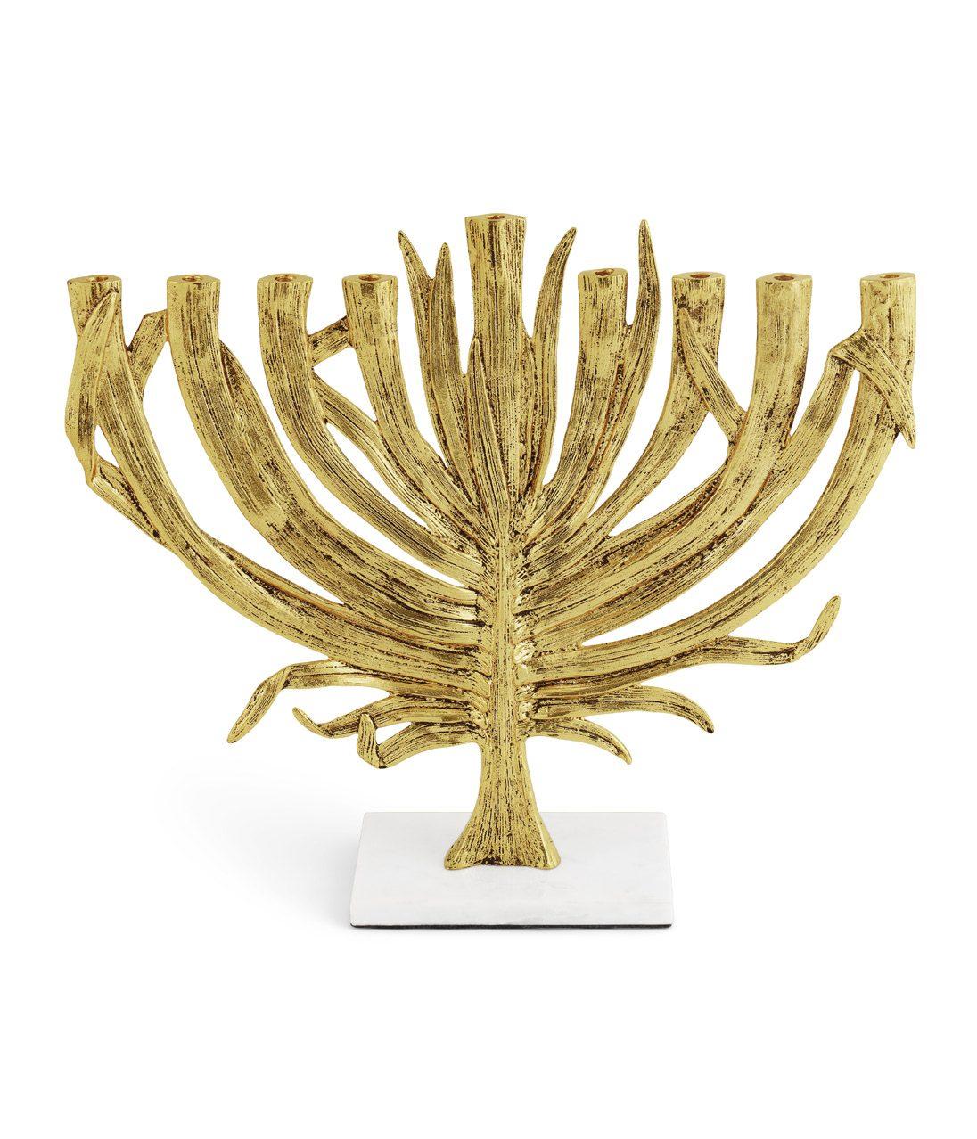 Antique Goldtone Palm Medium Menorah