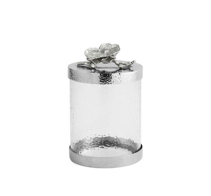 Glass White Orchid Small Canister
