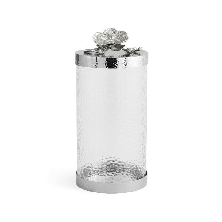 Glass White Orchid Large Canister