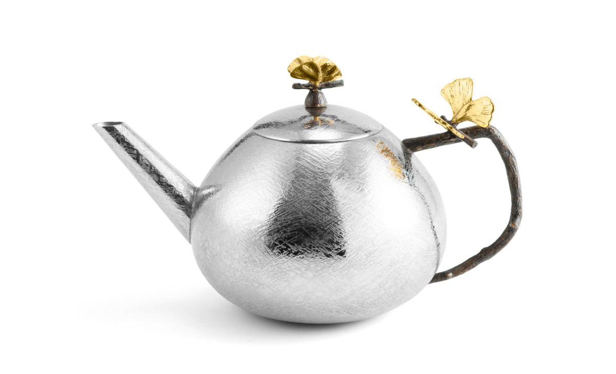 Butterfly Ginkgo Round Teapot
