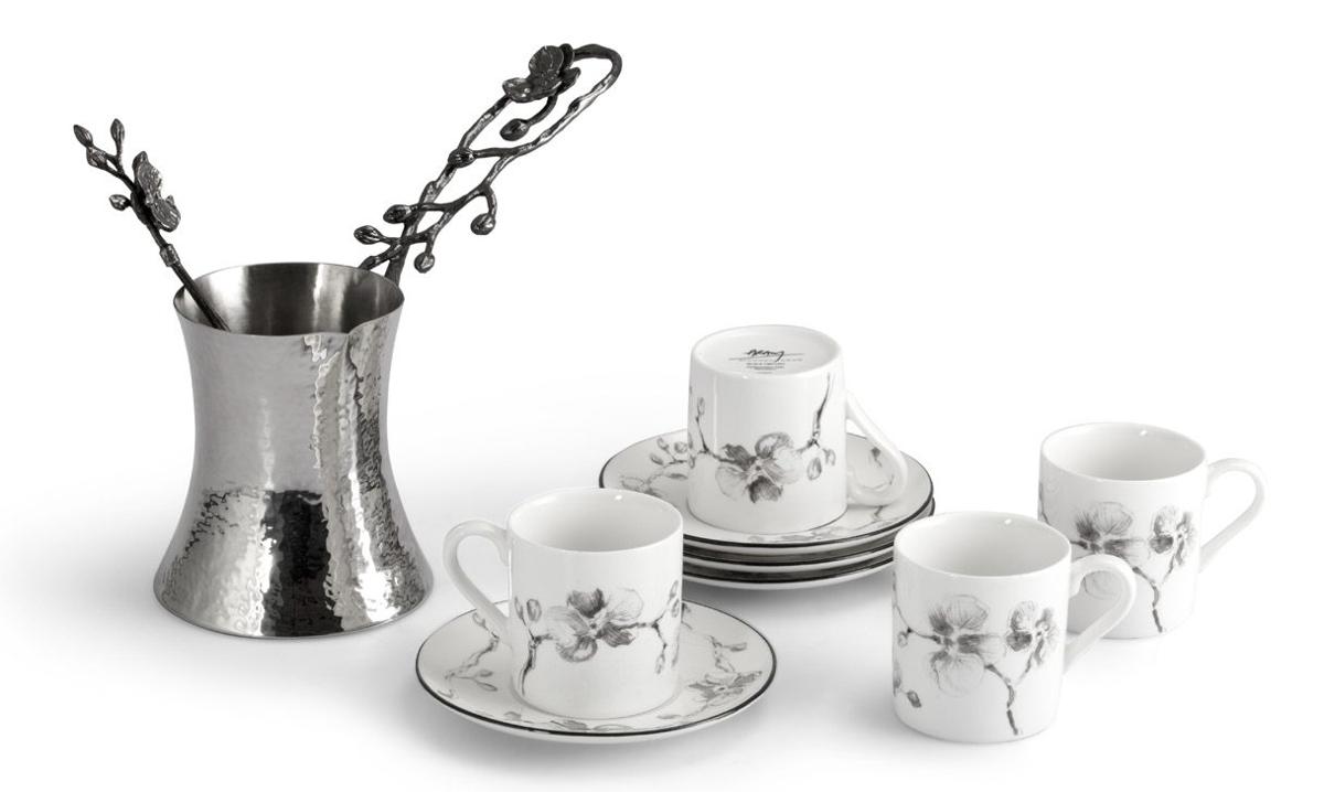 Black Orchid Coffee Pot & Demitasse Set