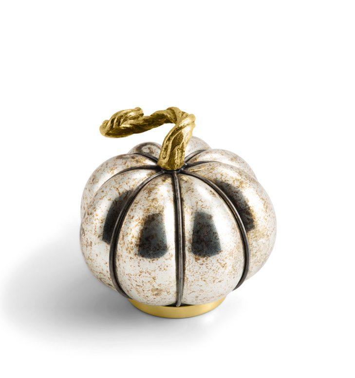 Antique Goldtone Small Glass Pumpkin