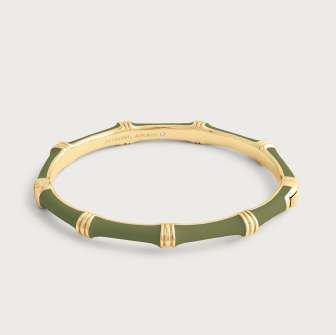 6cm W Bamboo Enameled Bangle Olive Green