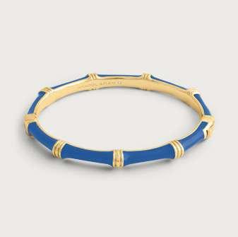 6cm W Bamboo Enameled Bangle Mediterranean Blue
