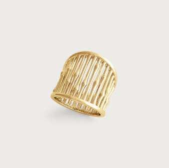 K GOLD PLATED BRASS, Bamboo Wide Ring