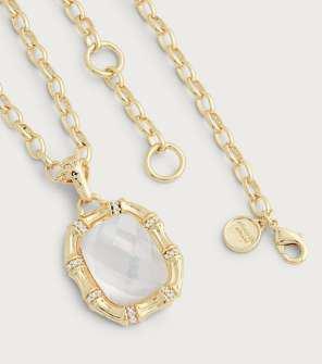 Bamboo with Stone Necklace | Mother of Pearl (removeable)