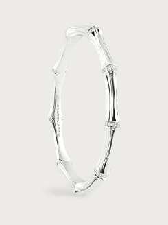 Bamboo Hinged Bangle, Sterling Silver