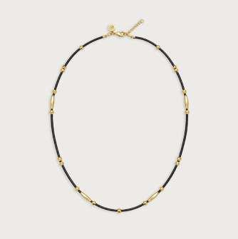 Milos Multi Beaded Leather Necklace - Gold