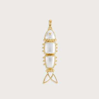 K GOLD PLATED BRASS, TUR- QUOISE Milos Stone Fish Charm - Pearl
