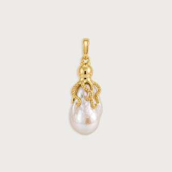 K GOLD PLATED BRASS, PEARL Milos Shell Locket Charm