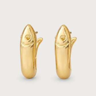K GOLD PLATED BRASS Milos Fish Hoops