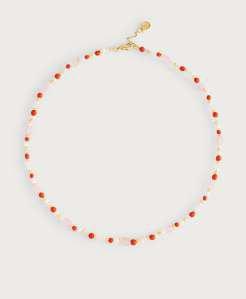 K GOLD PLATED BRASS, ENAMEL Milos Beaded Necklace, Warm
