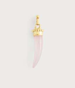 K GOLD PLATED BRASS, ENAMEL Milos Rose Quartz Horn Charm