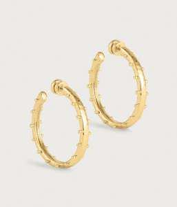 K GOLD PLATED, ROSE QUARTZ Milos Hoop Earrings