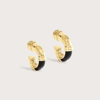 6cm W F O R Z A Forza Huggie Hoop Earrings - Black Onyx