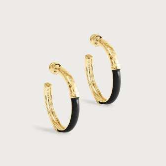 Forza Medium Hoop Earrings - Black Onyx