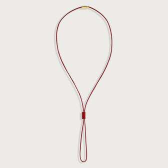 Cheval Leather Necklace - Gold & Rouge