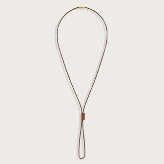 Cheval Leather Necklace - Gold & Saddle