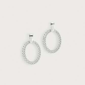 Cheval Bit Drop Earrings - Silver