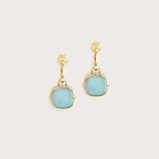 1.65cm W Farrier Stone Earrings Charm - Bimini Blue