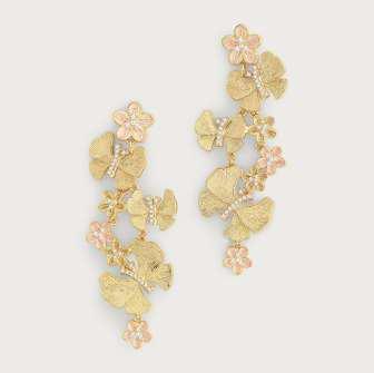 Butterfly & Flower Dangle Earrings (Pale Pink)