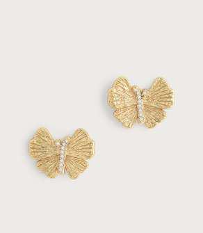 1.52cm W Butterfly Gold Stud Earrings