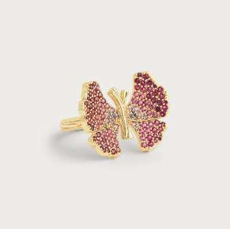 LY Butterfly Ombré Pavé Ring Fuchsia & Pale Pink