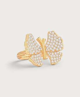 1.98cm H RING SIZE: 5, 6, 7, 8 Butterfly Pavé Ring White