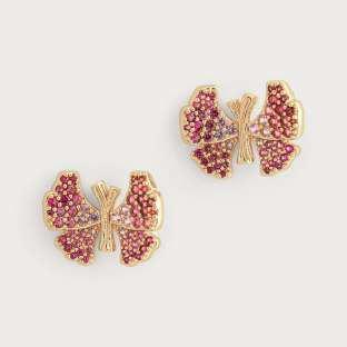 1.98cm H RING SIZE: 5, 6, 7, 8 Butterfly Ombré Pavé Stud Fuchsia & Pale Pink