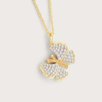 CHAIN 40.6cm + 2.5cm , PENDANT 2.5cm W X 1.98cm H Butterfly Small Pavé Necklace White