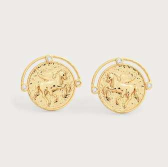 Pegasus Coin Stud Earrings