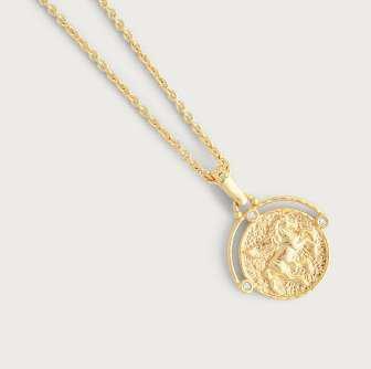 CHAIN 40.6cm + 2.5cm , PENDANT 2.5cm H X 1.9cm W Pegasus Pearl Coin Signet Ring