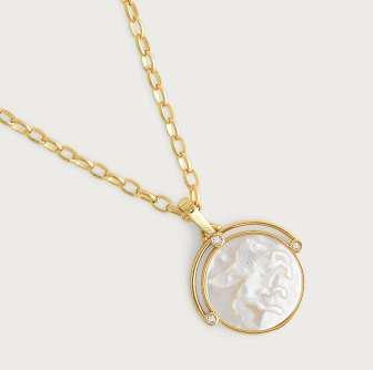 Pegasus Pearl Coin Pendant Necklace (removeable)