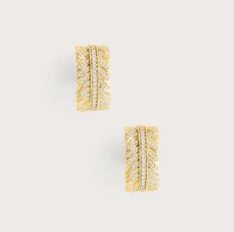 K GOLD PLATED BRASS, CRYSTAL Feather Ring